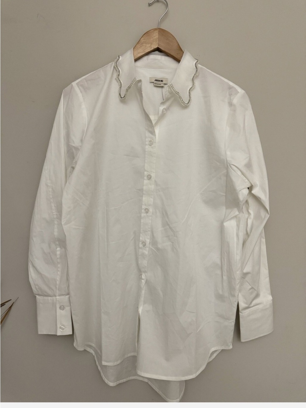 Jason Wu White Button Down with Crystal Collar